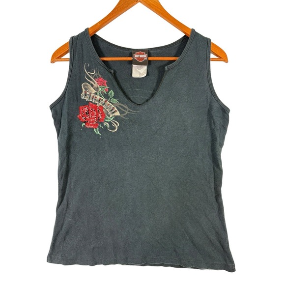 Women's Medium Harley-Davidson Tank Top | V-Neck Rose Daytona Beach FL - Picture 1 of 9